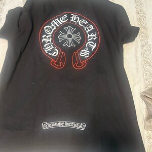 Chrome Hearts Black Tee with Red and White Emblem